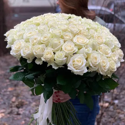 Фотография 101 белых роз на фоне блестящего золота - webp