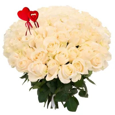 Фото изящного букета из 101 белой розы - jpg