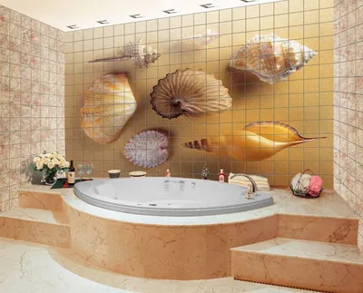 Фото 3D кафель для ванной - новые идеи для дизайна