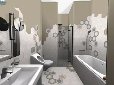 Фотографии ванной комнаты с 3D кафелем