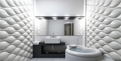 Фотографии с применением 3D кафеля в ванной
