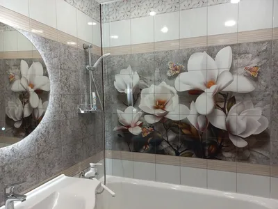28) Фото 3D плитки для ванной комнаты - новинка