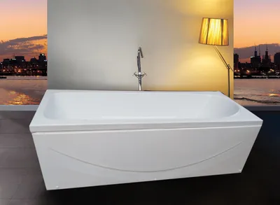 Фото акриловой ванны с экраном для современной ванной комнаты