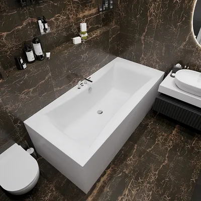 Фото акриловой ванны с экраном для элегантной ванной комнаты