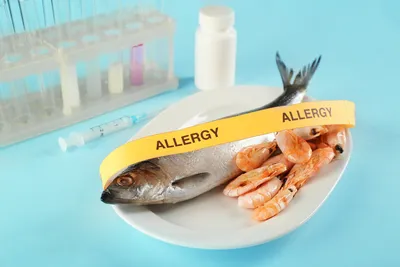 Изображение с симптомами аллергии на рыбу