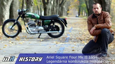 Изображение мотоцикла Ariel Square Four MK II в ночном освещении