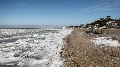 Зимний морской пейзаж: Картинки Азовского побережья