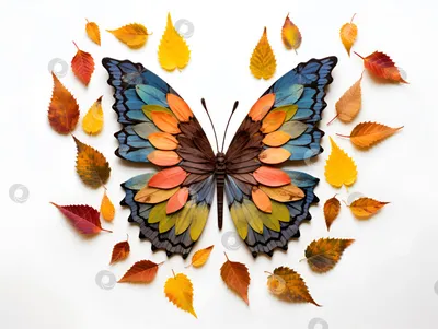 Бабочка из листьев: прекрасное изображение в формате PNG