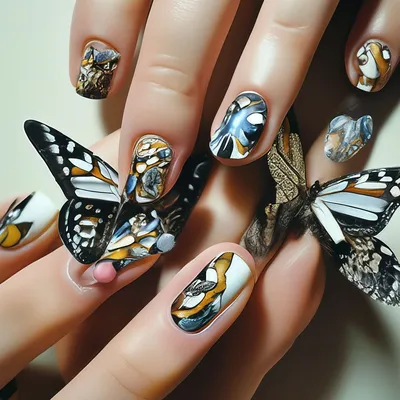 Фото бабочек на ногтях: выберите формат для скачивания