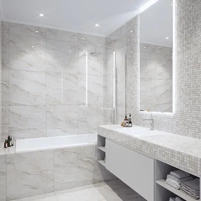 Ванная комната с белой мозаикой: элегантность и чистота