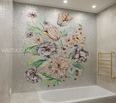 Белая мозаика в ванной: минимализм и современность