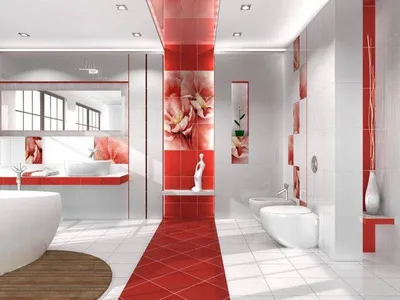 Бело-красная ванная комната в формате JPG, PNG, WebP