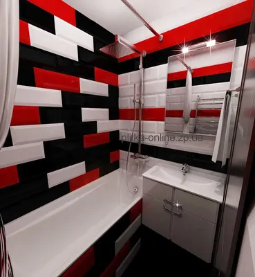 Скачать бесплатно изображения бело-красной ванной комнаты