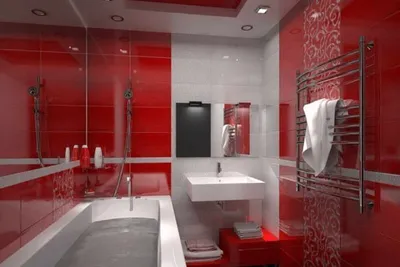 Скачать бесплатно фотографии бело-красной ванной комнаты