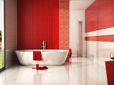 Бело-красная ванная комната: фото в новом формате