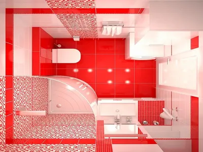 Скачать бесплатно фото бело-красной ванной комнаты в 4K