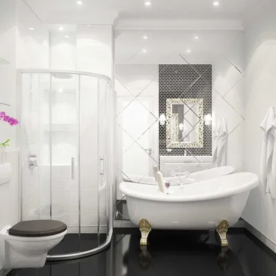Фото современной бело-красной ванной комнаты