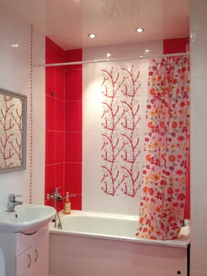Бело-красная ванная комната: изображения в Full HD