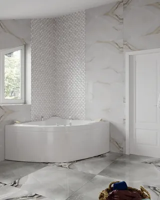 Фотография стильной ванной комнаты в бело-красных тонах