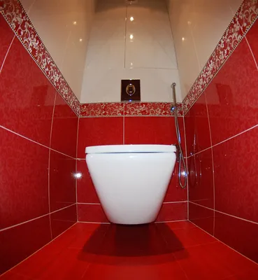 Фото ванной комнаты: бело-красная тематика в формате JPG, PNG, WebP