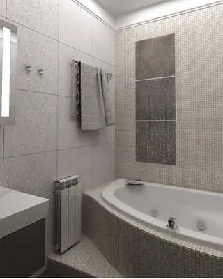 Фото ванной комнаты: бело-серая гармония