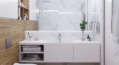 Фото ванной комнаты: бело-серая атмосфера релакса