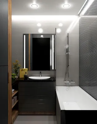Изображение в бело-серой ванной комнате: подробности дизайна