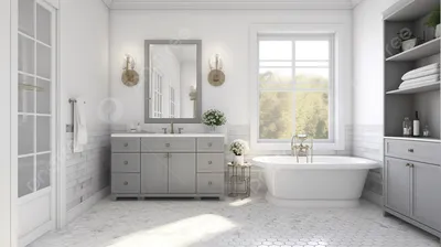 Фотографии бело-серой ванной комнаты с элегантными акцентами
