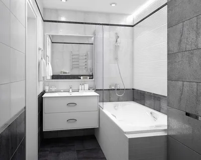 Вдохновение для создания бело-серой ванной комнаты