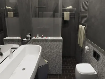 Фото современной бело-серой ванной комнаты с использованием мрамора