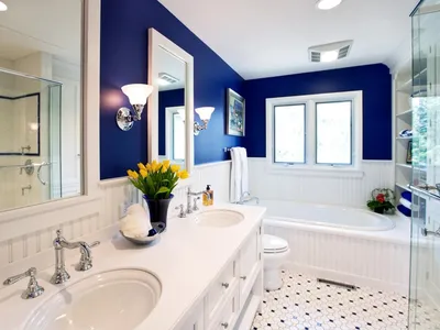 Картинки бело-синей ванной комнаты в формате PNG
