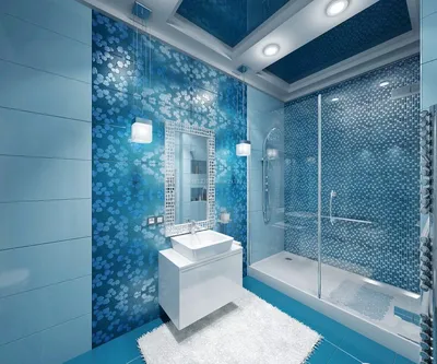 Картинка бело-синей ванной комнаты в формате PNG