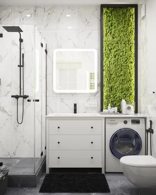 Фото бело-синей ванной комнаты с изысканным дизайном