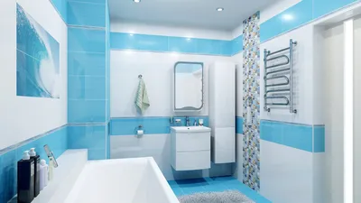 4K изображение бело-синей ванной комнаты для скачивания