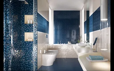 Ванная комната в бело-синей гамме: вдохновляющие фотографии