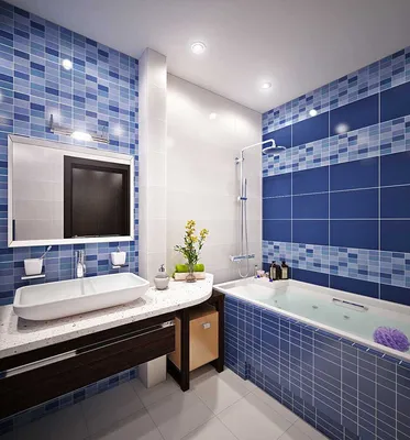 Ванная комната в бело-синих тонах: вдохновляющие фотографии