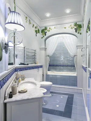 Бело синяя ванная комната фотографии