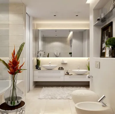 13) Современные и стильные дизайны белых ванных комнат. Изображения в HD качестве