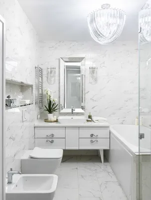 16) Новые идеи дизайна белых ванных комнат. Картинки в Full HD разрешении