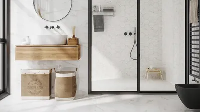 19) Стильные дизайны белых ванных комнат. Фото в форматах JPG, PNG, WebP