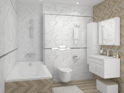 Белый кафель в ванной комнате: новое изображение.
