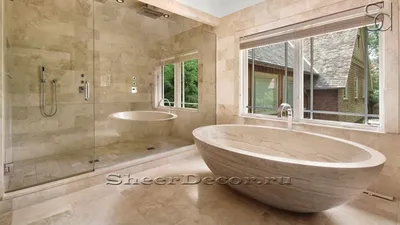 Фото бежевой ванны в формате 4K для ванной комнаты