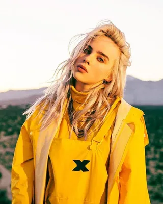 Изображение Billie Eilish с эффектом глиттера