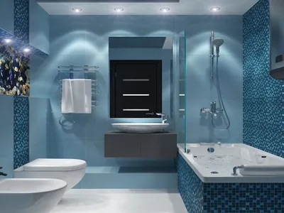 Фото бирюзовой плитки в ванной комнате с эффектом объема