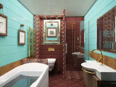 Идеи дизайна ванной комнаты с использованием бирюзовой плитки