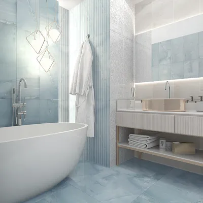 HD фото ванной комнаты с бирюзовой плиткой