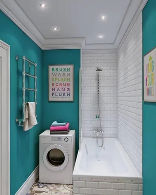 Фото ванной комнаты с бирюзовой плиткой в 4K