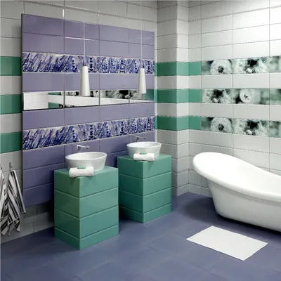 Арт-фото ванной комнаты с бирюзовой плиткой в HD