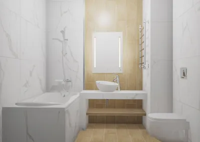 Идеи для оформления ванной комнаты с большой плиткой в разных цветовых решениях