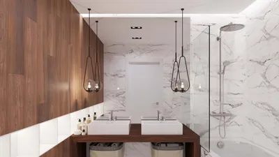 Фото ванной комнаты с большой плиткой в разных ракурсах